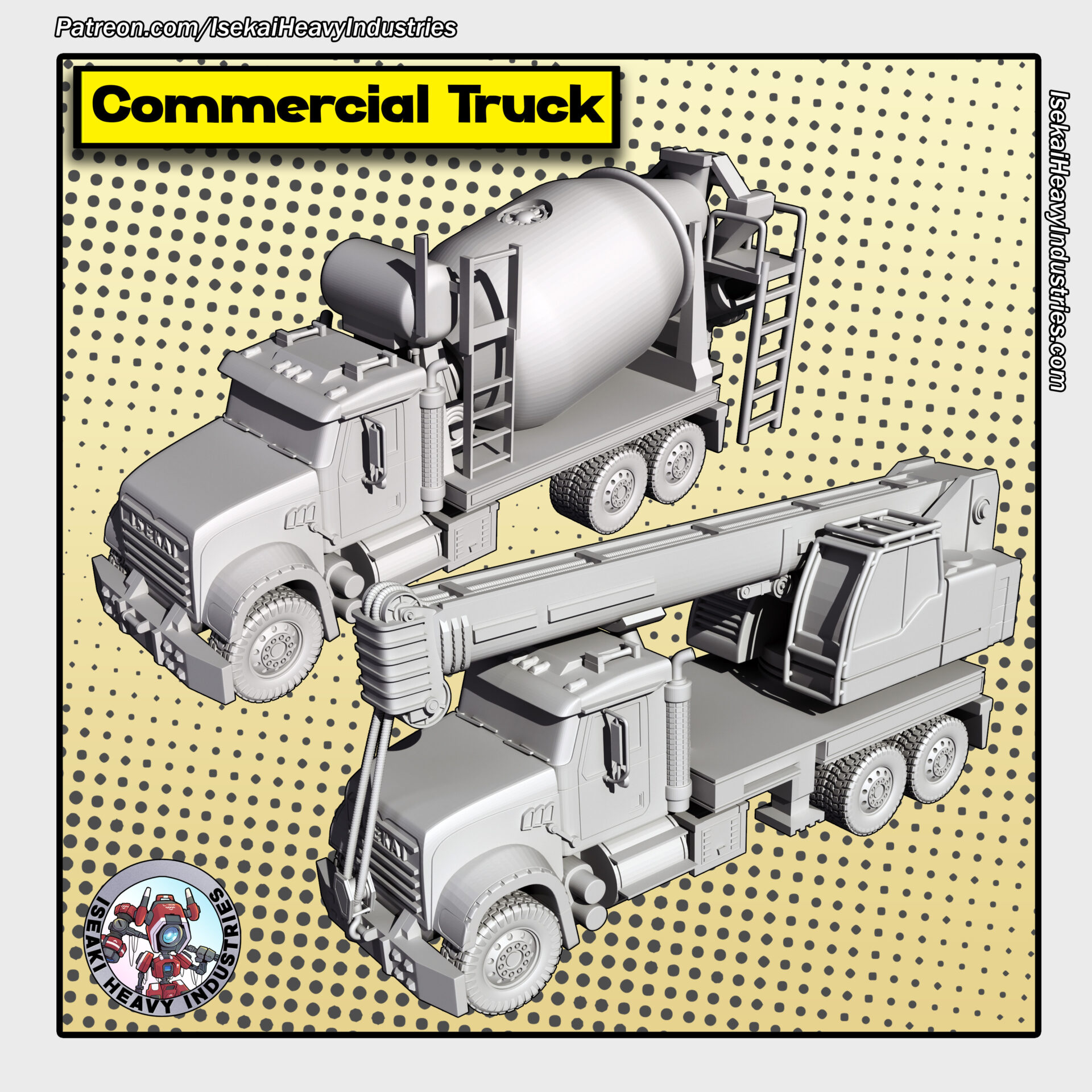 Commercial Truck (Crane & Cement Mixer) [Digital Item]