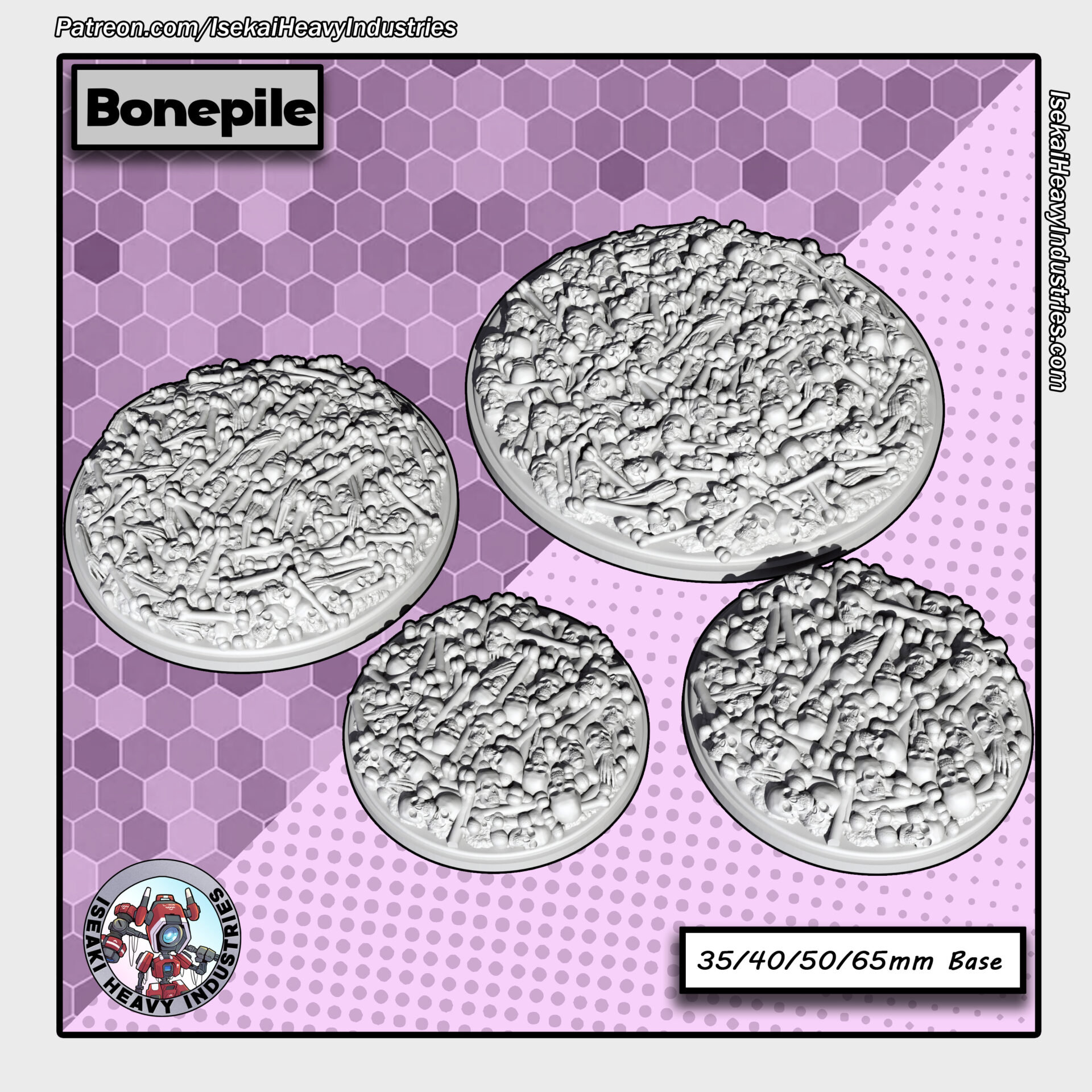 Bonepile Bases - 35/40/50/65mm [Digital Files]